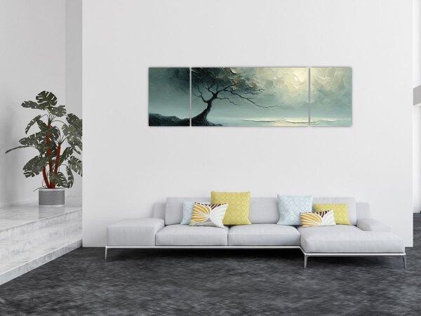 Obraz - Olejomalba stromu s oceánem (170x50 cm)