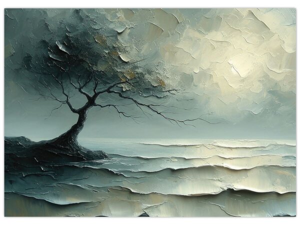 Obraz - Olejomalba stromu s oceánem (70x50 cm)