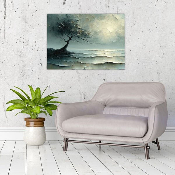 Obraz - Olejomalba stromu s oceánem (70x50 cm)