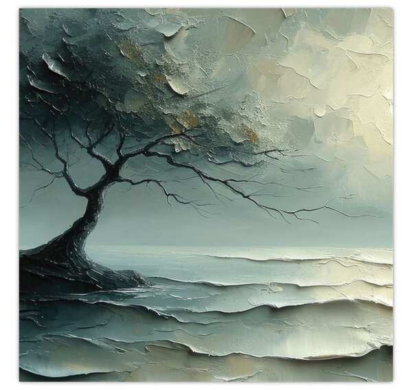 Obraz - Olejomalba stromu s oceánem (30x30 cm)