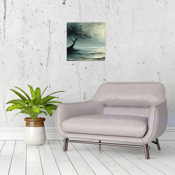 Obraz - Olejomalba stromu s oceánem (30x30 cm)