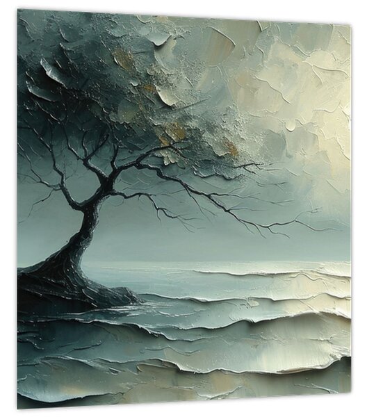 Obraz - Olejomalba stromu s oceánem (30x30 cm)
