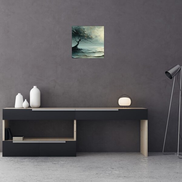 Obraz - Olejomalba stromu s oceánem (30x30 cm)