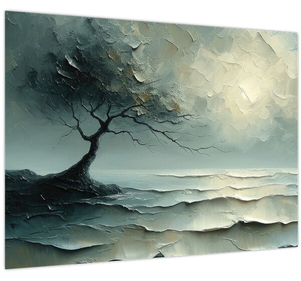 Obraz - Olejomalba stromu s oceánem (70x50 cm)