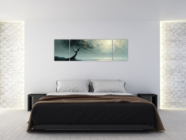Obraz - Olejomalba stromu s oceánem (170x50 cm)