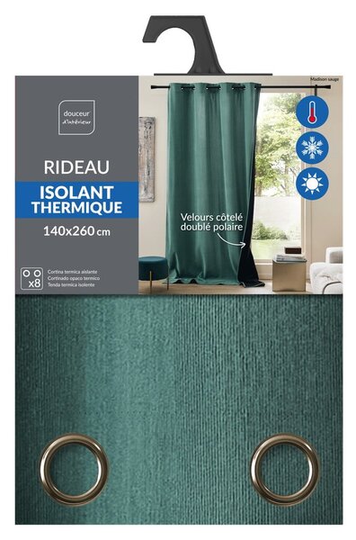 Zelený manšestrový termo závěs 140x260 cm Madison – douceur d'intérieur