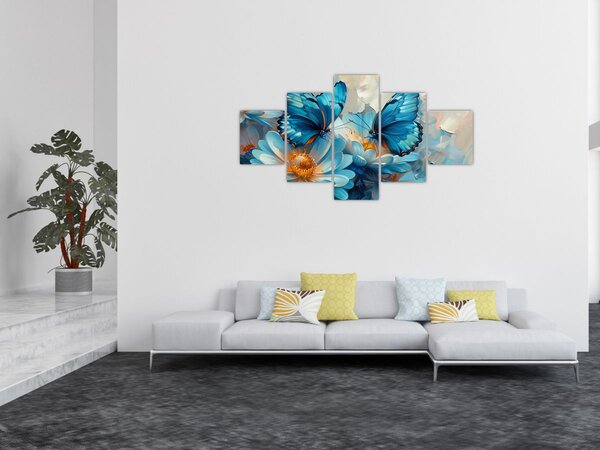Obraz - Modří motýli (125x70 cm)