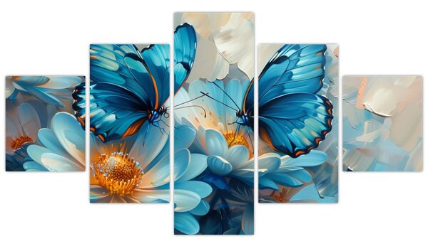 Obraz - Modří motýli (125x70 cm)