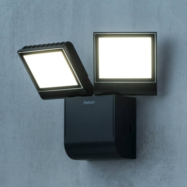 Theben LED venkovní nástěnné svítidlo theLeda S17-100L, černé, 2 světla, Černá, Plast