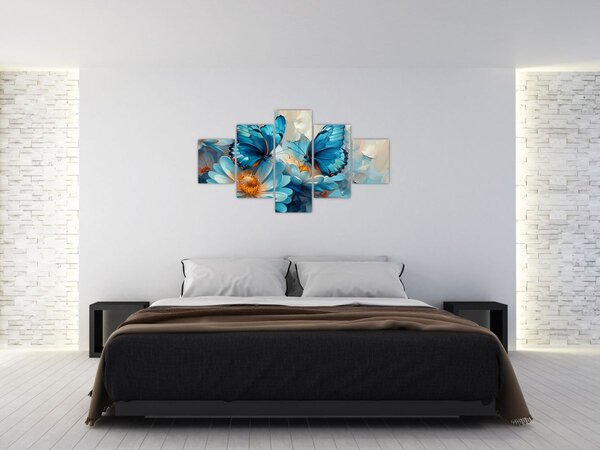 Obraz - Modří motýli (125x70 cm)