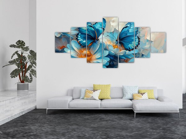 Obraz - Modří motýli (210x100 cm)