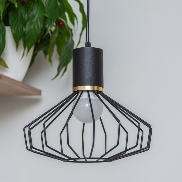 Lustr na lanku SOLANO 3xE27/15W/230V černá/zlatá