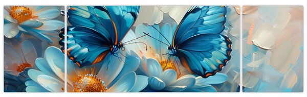 Obraz - Modří motýli (170x50 cm)