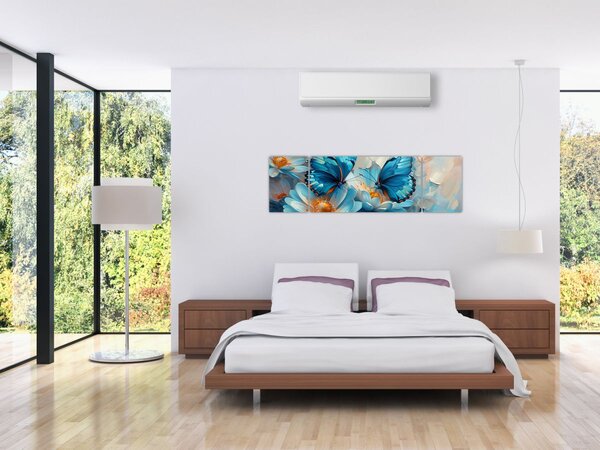 Obraz - Modří motýli (170x50 cm)