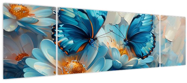 Obraz - Modří motýli (170x50 cm)