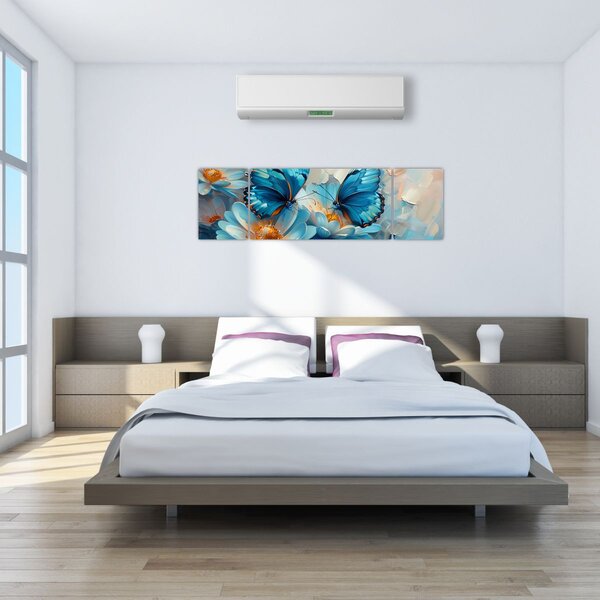 Obraz - Modří motýli (170x50 cm)