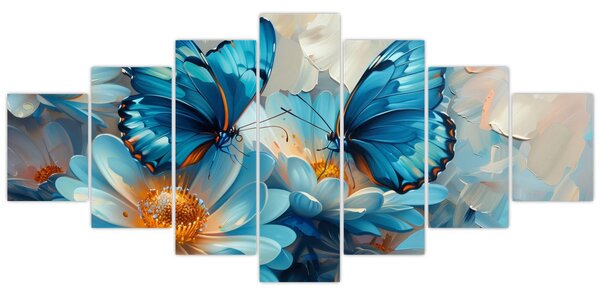 Obraz - Modří motýli (210x100 cm)