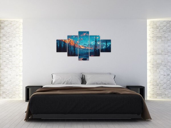 Obraz - Kempování v horách (125x70 cm)