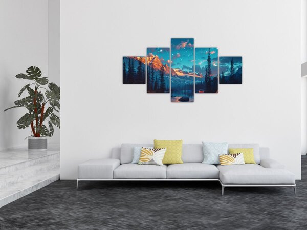 Obraz - Kempování v horách (125x70 cm)