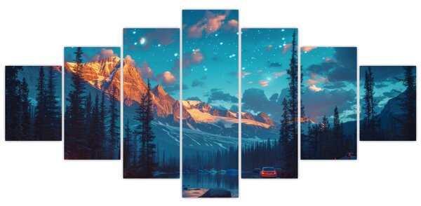 Obraz - Kempování v horách (210x100 cm)