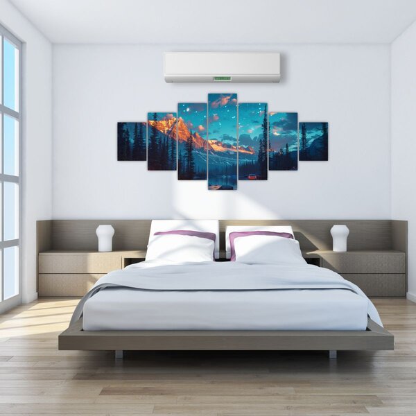Obraz - Kempování v horách (210x100 cm)
