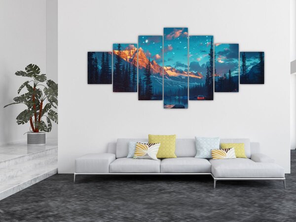 Obraz - Kempování v horách (210x100 cm)