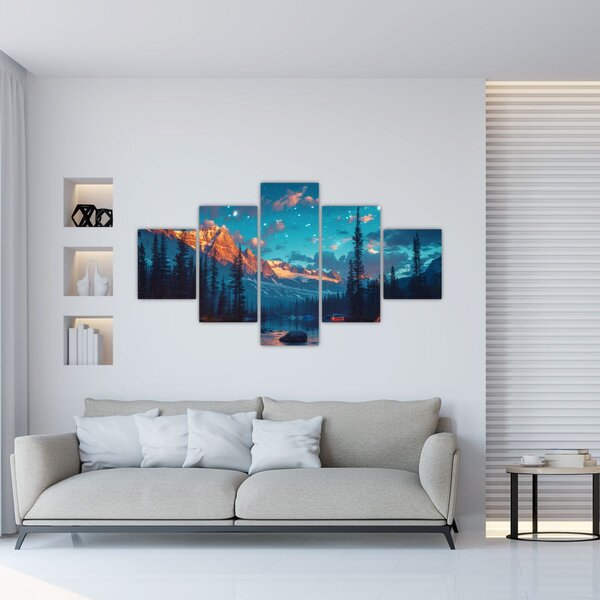 Obraz - Kempování v horách (125x70 cm)