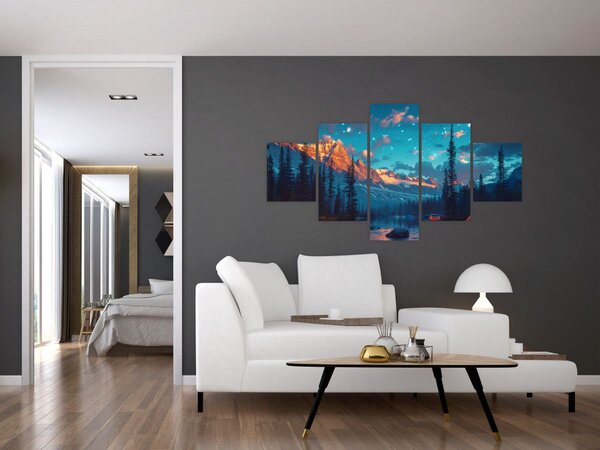 Obraz - Kempování v horách (125x70 cm)