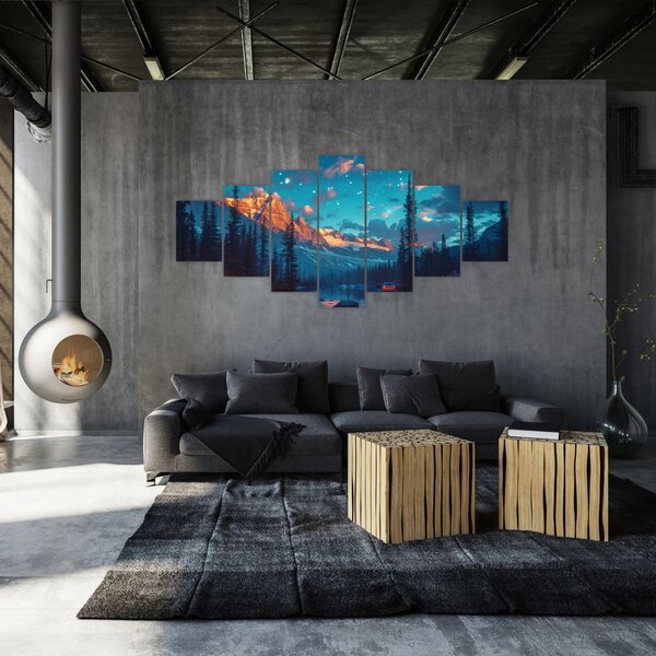 Obraz - Kempování v horách (210x100 cm)