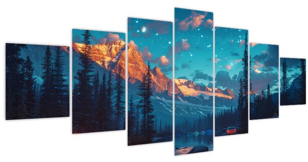 Obraz - Kempování v horách (210x100 cm)