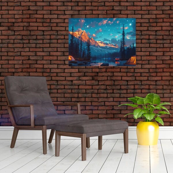Obraz - Kempování v horách (70x50 cm)