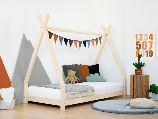 Dětská dřevěná postel NAKANA ve tvaru teepee - Nelakovaná, 90x200 cm