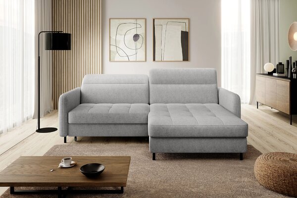 Elegantní rozkládací sedací souprava ZULEYKA - popelavá, pravý roh