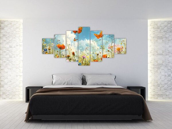 Obraz - Motýli na letní louce (210x100 cm)