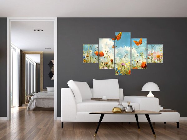 Obraz - Motýli na letní louce (125x70 cm)
