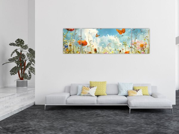 Obraz - Motýli na letní louce (170x50 cm)