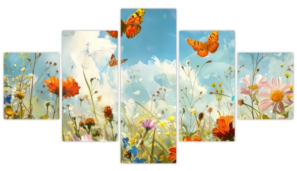 Obraz - Motýli na letní louce (125x70 cm)