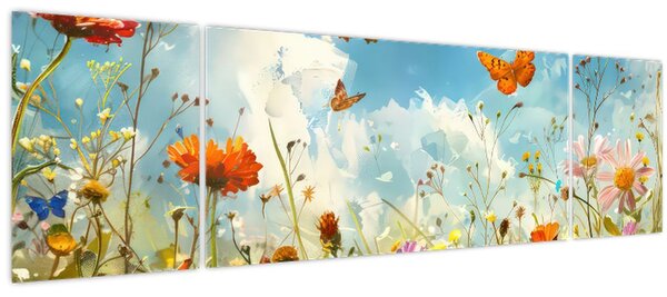 Obraz - Motýli na letní louce (170x50 cm)