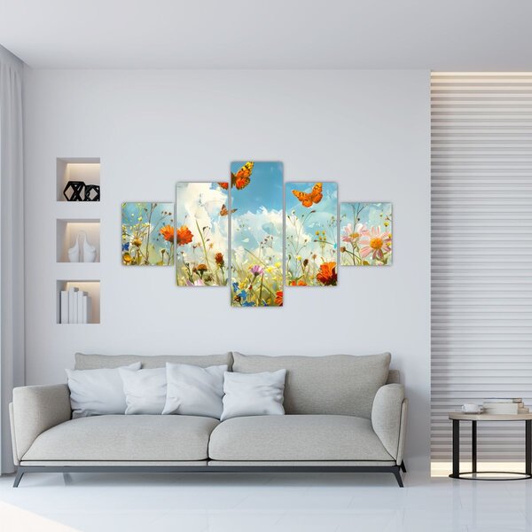 Obraz - Motýli na letní louce (125x70 cm)