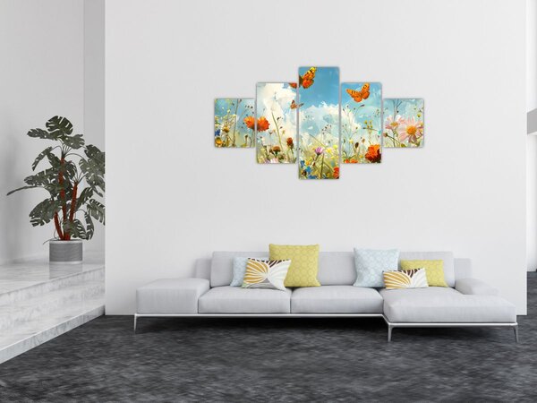 Obraz - Motýli na letní louce (125x70 cm)