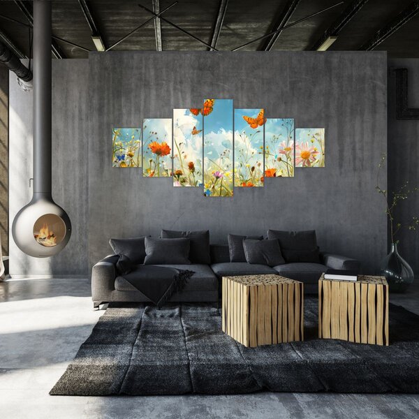 Obraz - Motýli na letní louce (210x100 cm)