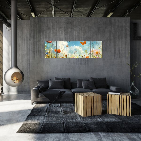 Obraz - Motýli na letní louce (170x50 cm)