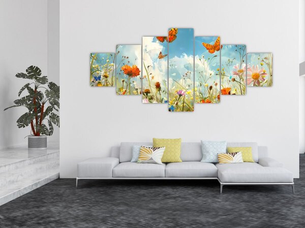 Obraz - Motýli na letní louce (210x100 cm)