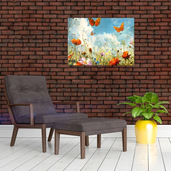 Obraz - Motýli na letní louce (70x50 cm)