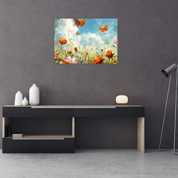 Obraz - Motýli na letní louce (70x50 cm)