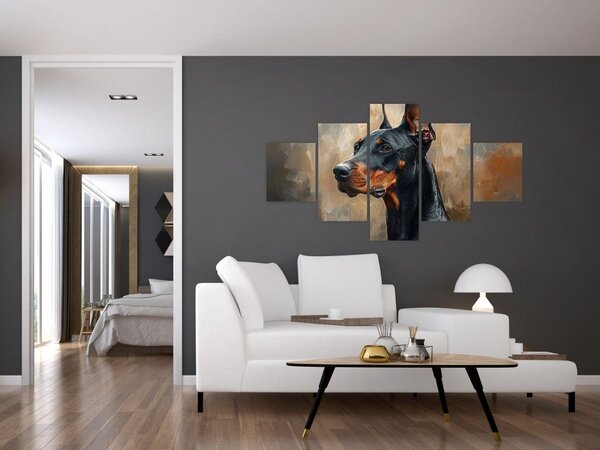 Obraz - Portrét Dobrmana (125x70 cm)