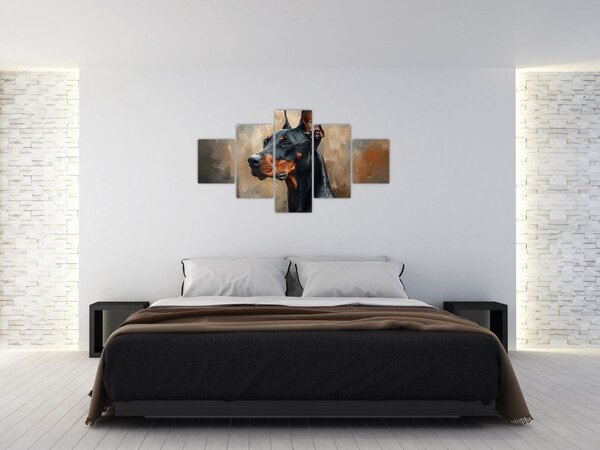 Obraz - Portrét Dobrmana (125x70 cm)