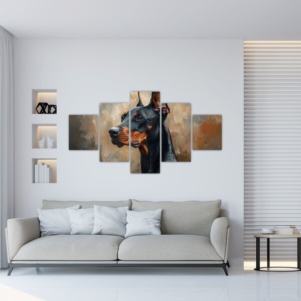 Obraz - Portrét Dobrmana (125x70 cm)