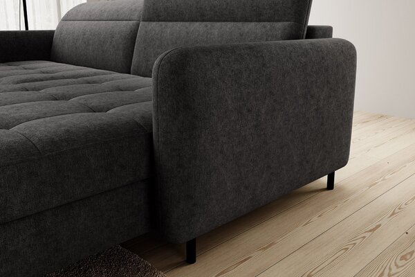 Elegantní rozkládací sedací souprava ZULEYKA - černá, pravý roh