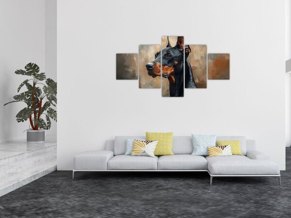 Obraz - Portrét Dobrmana (125x70 cm)